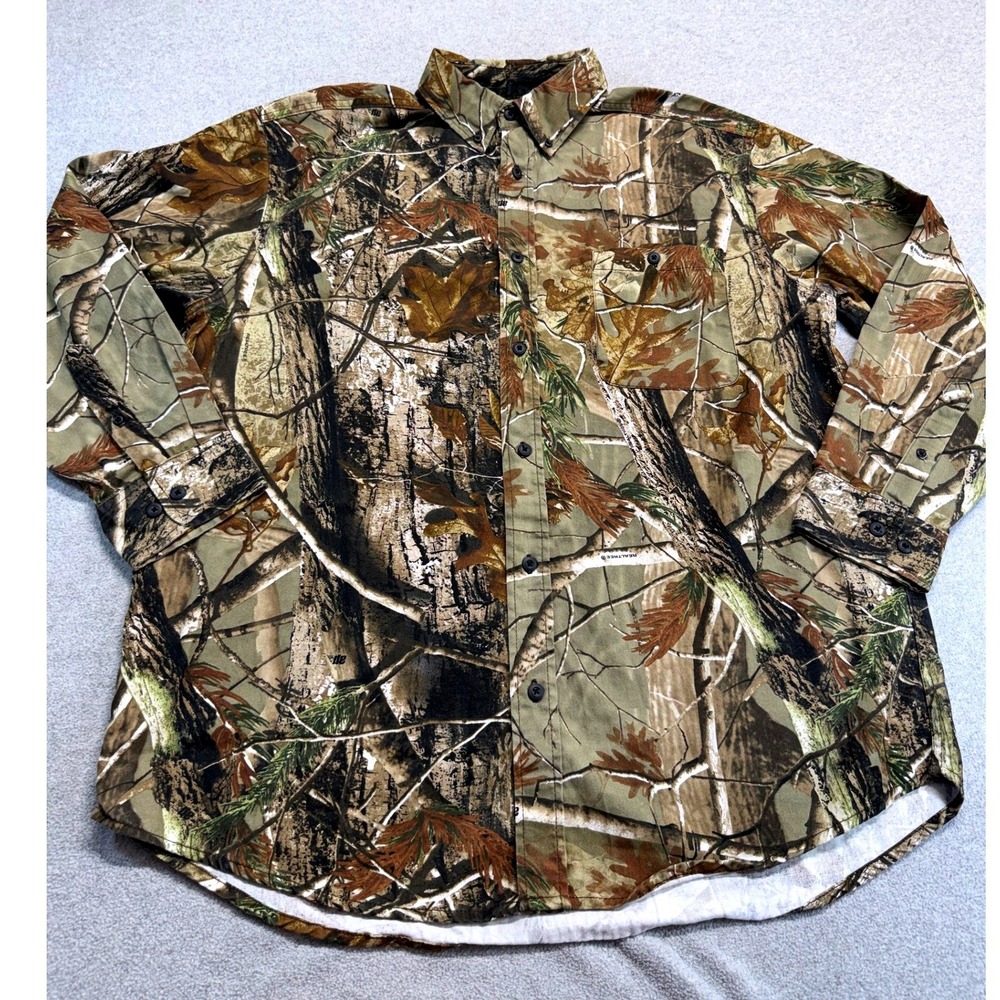 RedHead Realtree AP Camo Button Up Hunting Shirt Mens Large Long Sleeve Cotton